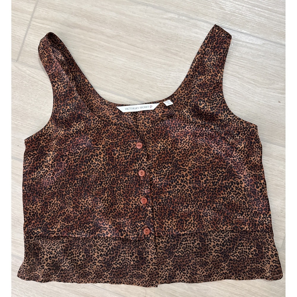 Victoria's Secret Cropped Leopard Print Tank XS Vintage Button Down